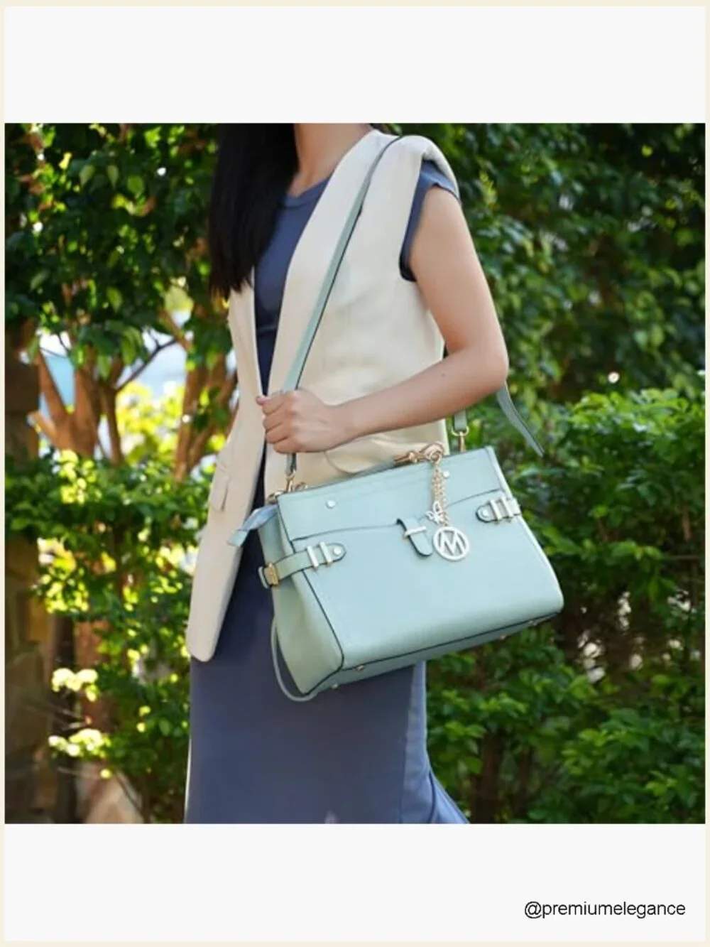 2pc Vegan Leather Satchel Crossbody and Wristlet Bag Set